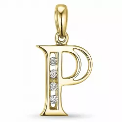 letter p hanger in 14 caraat goud 0,04 ct