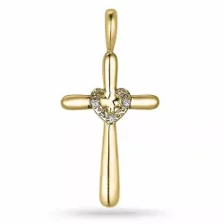 kruis hanger in 14 caraat goud 0,01 ct