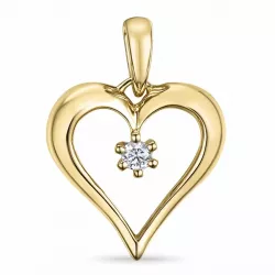 hart diamant hanger in 14 caraat goud 0,07 ct
