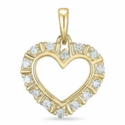 hart diamant hanger in 14 caraat goud 0,26 ct