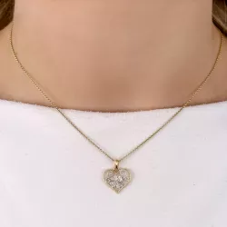 hart diamant hanger in 14 caraat goud-en witgoud 0,06 ct