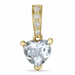 hart kwarts hanger in 14 caraat goud 0,03 ct 0,80 ct