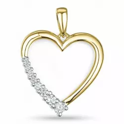hart diamant hanger in 14 caraat goud-en witgoud 0,26 ct