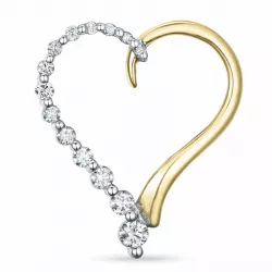 hart diamant hanger in 14 caraat goud-en witgoud 0,32 ct