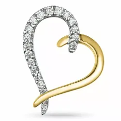 hart diamant hanger in 14 caraat goud-en witgoud 0,07 ct
