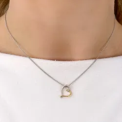 hart diamant hanger in 14 caraat goud-en witgoud 0,07 ct