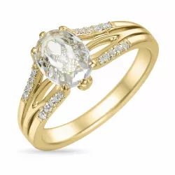 kwarts diamant ring in 14 karaat goud 0,90 ct 0,12 ct