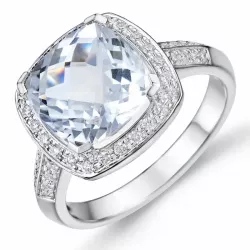 vierkant diamant ring in 14 karaat witgoud 0,27 ct 4,00 ct