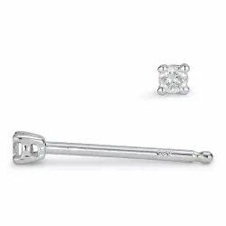 2 x 0,02 ct solitaire oorbel in 14 karaat witgoud met diamant
