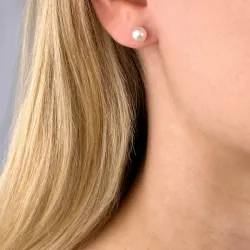 witte parel oorstekers in 14 karaat witgoud