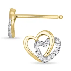 hart diamant oorsteker in 14 karaat goud en witgoud met diamant 