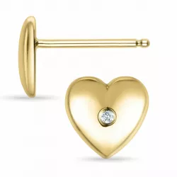 hart diamant oorsteker in 14 karaat goud met diamant 