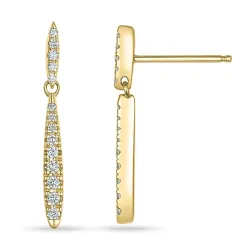 lange diamant oorbellen in 14 karaat goud met diamant 
