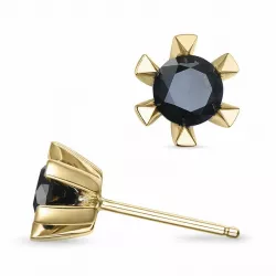 2 x 0,50 ct zwart solitaire oorbel in 14 karaat goud met zwart diamant 