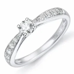 Diamant ring in 14 karaat witgoud 0,18 ct 0,14 ct