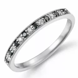 zwart diamant ring in 14 karaat witgoud 0,09 ct 0,10 ct