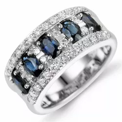 blauwe saffier diamant ring in 14 karaat witgoud 0,49 ct 1,75 ct