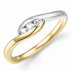 vingerring abstract briljant ring in 14 karaat goud-en witgoud 0,11 ct