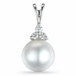 parel hanger in 14 caraat witgoud 0,05 ct