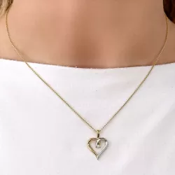 hart diamant hanger in 14 caraat goud-en witgoud 0,04 ct
