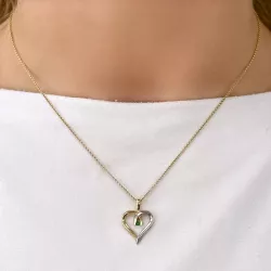 hart smaragd hanger in 14 caraat goud-en witgoud 0,04 ct