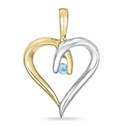 hart topaas hanger in 14 caraat goud-en witgoud 0,03 ct