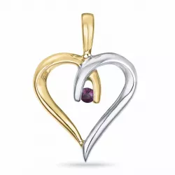 hart robijn hanger in 14 caraat goud-en witgoud 0,05 ct