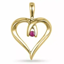 hart robijn hanger in 14 caraat goud 0,04 ct
