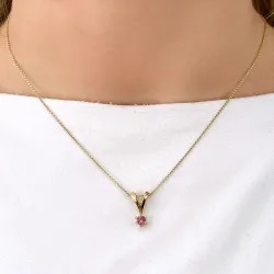 elegant pink hanger in 14 caraat goud 0,28 ct