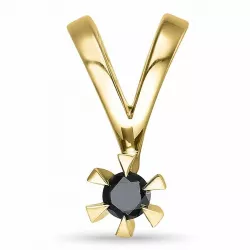 zwart diamant hanger in 14 caraat goud 0,10 ct