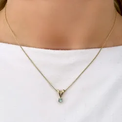 aquamarijn solitaire hanger in 14 caraat goud 0,24 ct