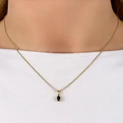 saffier hanger in 14 caraat goud 0,26 ct