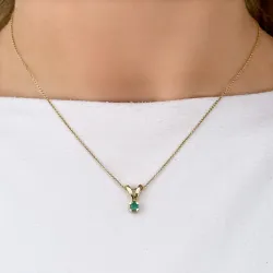 groen smaragd hanger in 14 caraat goud 0,22 ct