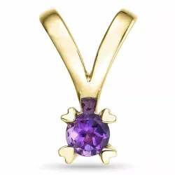 hart paarse amethist hanger in 14 caraat goud 0,22 ct