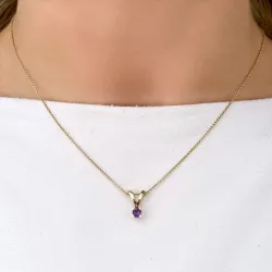 hart paarse amethist hanger in 14 caraat goud 0,22 ct