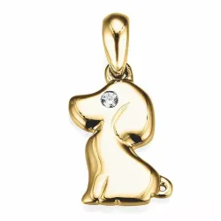 honden diamanten hanger in 14 caraat goud 0,01 ct