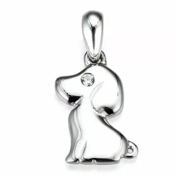 honden diamanten hanger in 14 caraat witgoud 0,01 ct