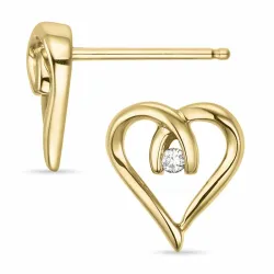 hart diamant oorsteker in 14 karaat goud met diamant 