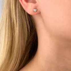 Hart oorbellen in 14 karaat goud en witgoud met diamanten 