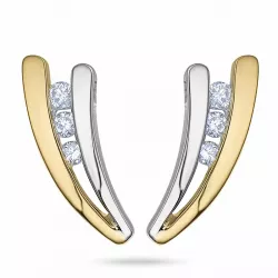 diamant briljant oorbellen in 14 karaat goud en witgoud met diamant 