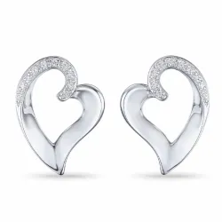 Hart diamant oorsteker in 14 karaat witgoud met diamanten 