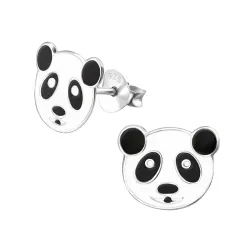 Klein panda oorbellen in zilver