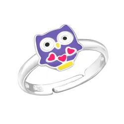 uil kinder ring in zilver