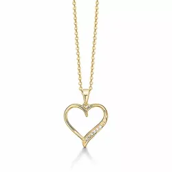 Aagaard ketting in verguld zilver m hart hanger in 14 caraat goud 0,04 ct