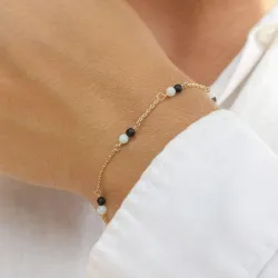 Aagaard armband in verguld sterlingzilver zwart onyx groen amazoniet