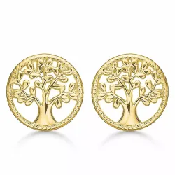 12 mm støvring design boom van het leven oorbellen in verguld sterlingzilver