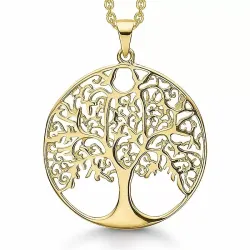 25 mm støvring design boom van het leven ketting met hanger in verguld sterlingzilver