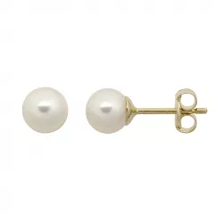 5 mm Støvring Design witte parel oorbellen in 8 karaat goud