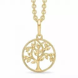 11,5 mm Støvring Design boom van het leven hanger met ketting in 14 karaat goud met vergulde zilveren ketting
