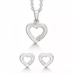 Støvring Design hart sieraden set in gerodineerd zilver witte zirkonen